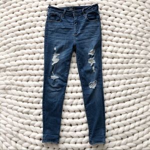 Ripped high rise super skinny jeans